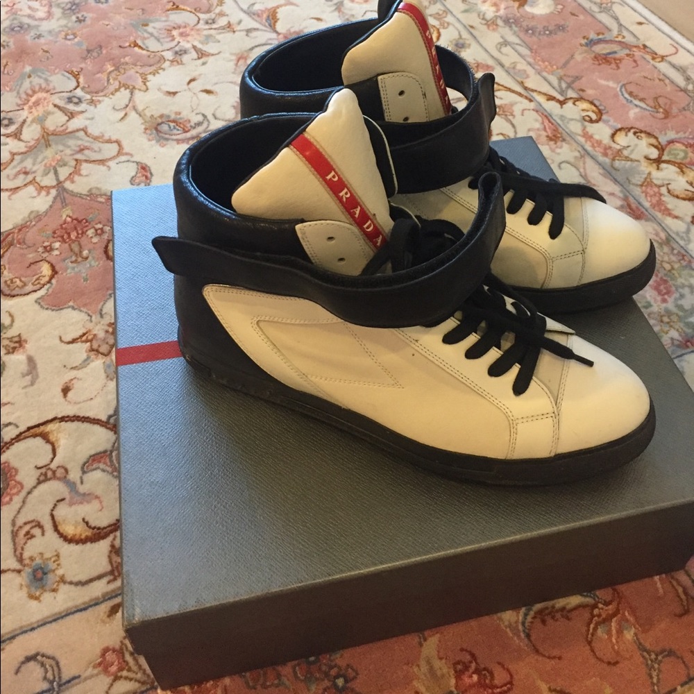 Prada High Top Leather Sneaker
