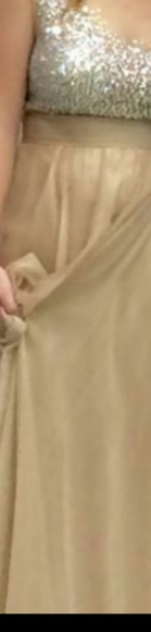 A nude dress with sequin and mesh top - Picture 2 of 4