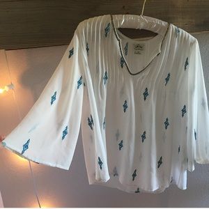 flowy silk beaded top