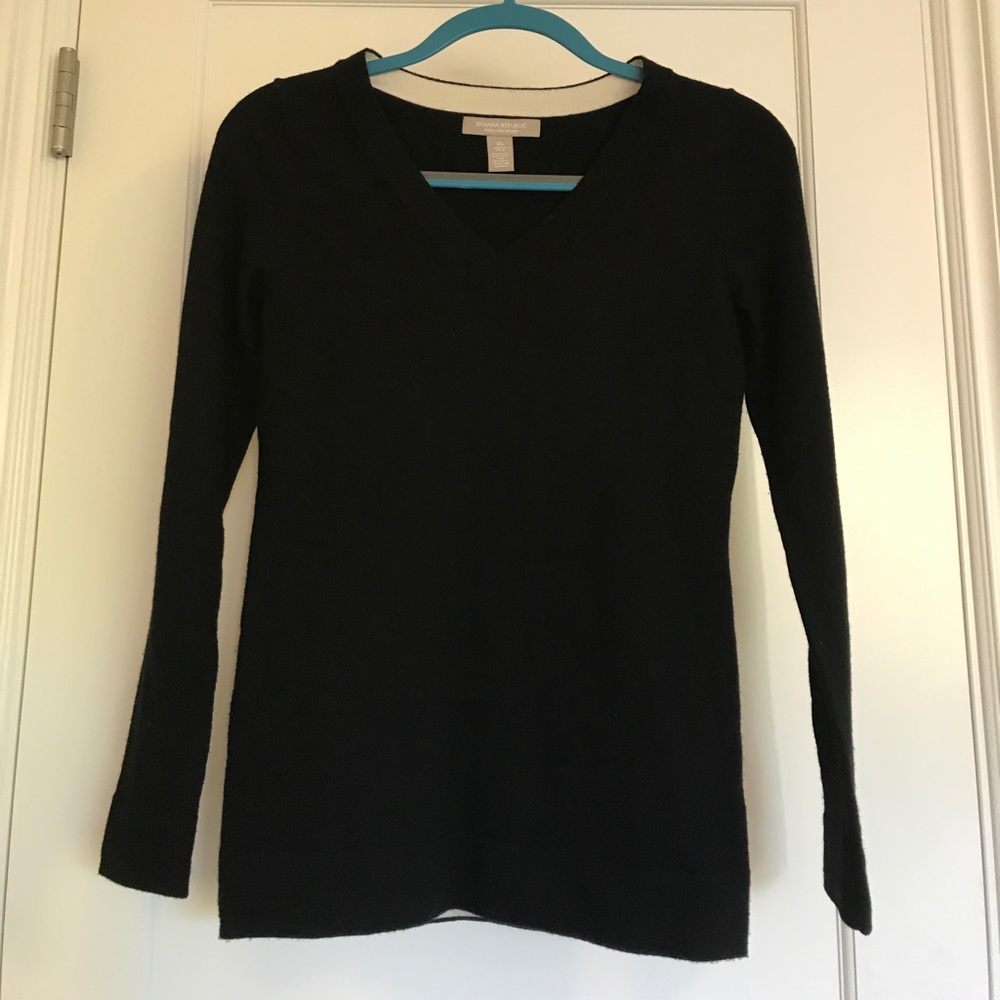 V Neck Black Banana Republic Wool Sweater