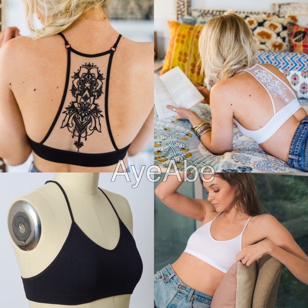 Bralette Bra Strappy Lace Tattoo Back Sexy - Picture 5 of 8
