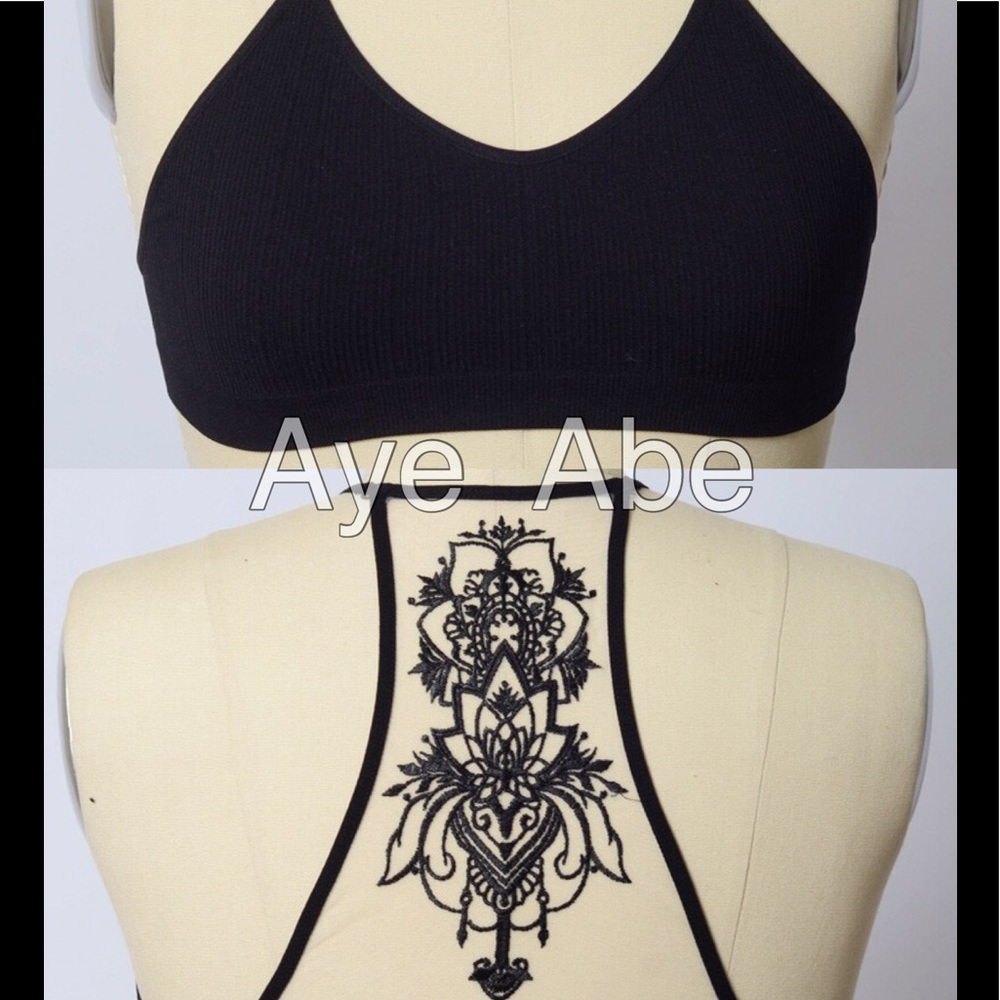 Bralette Bra Strappy Lace Tattoo Back Sexy - Picture 6 of 8