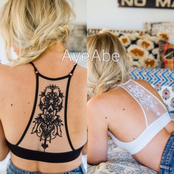 Bralette Bra Strappy Lace Tattoo Back Sexy - Picture 3 of 8