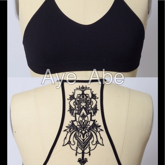 Bralette Bra Strappy Lace Tattoo Back Sexy - Picture 6 of 8