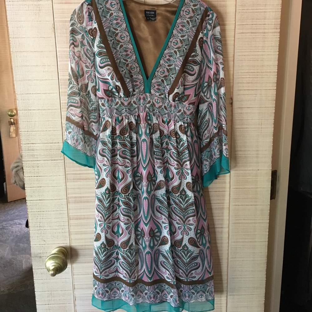 Nicole/Nicole Miller Paisley Bohemian Feel Dress 4