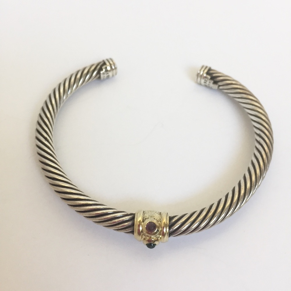David Yurman Single Ruby and Peridot Bracelet