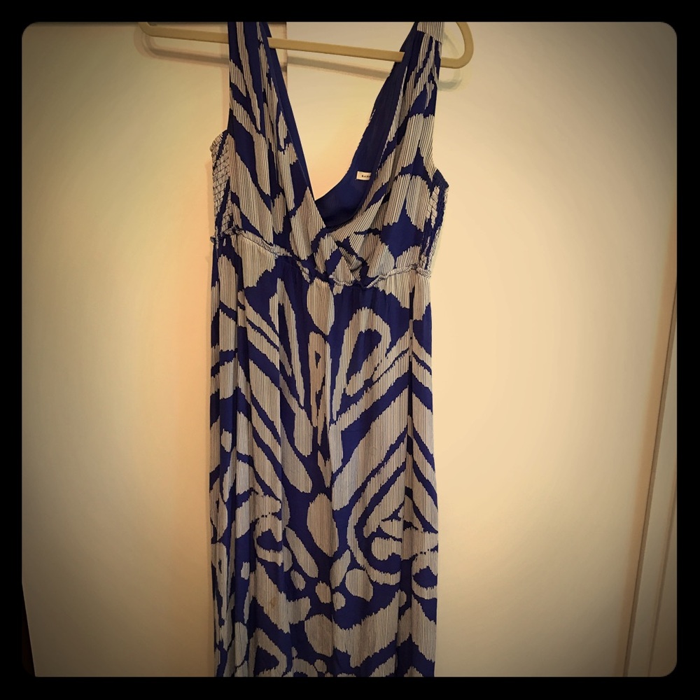 Blue and white silk maxi Banana Republic