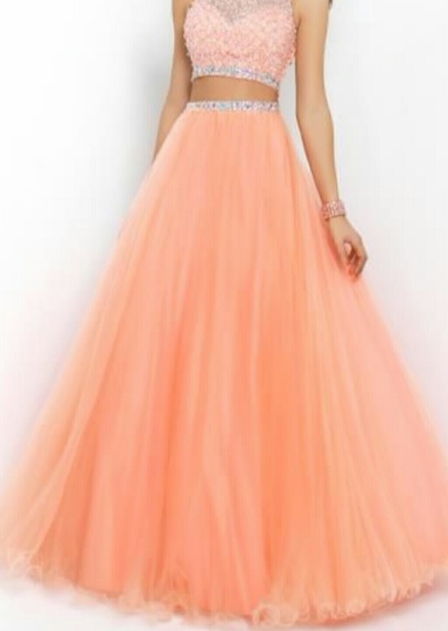 Two piece peach prom dress - Picture 3 of 3
