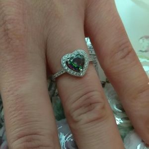 Solid Silver Rainbow Topaz Heart Engagement Ring