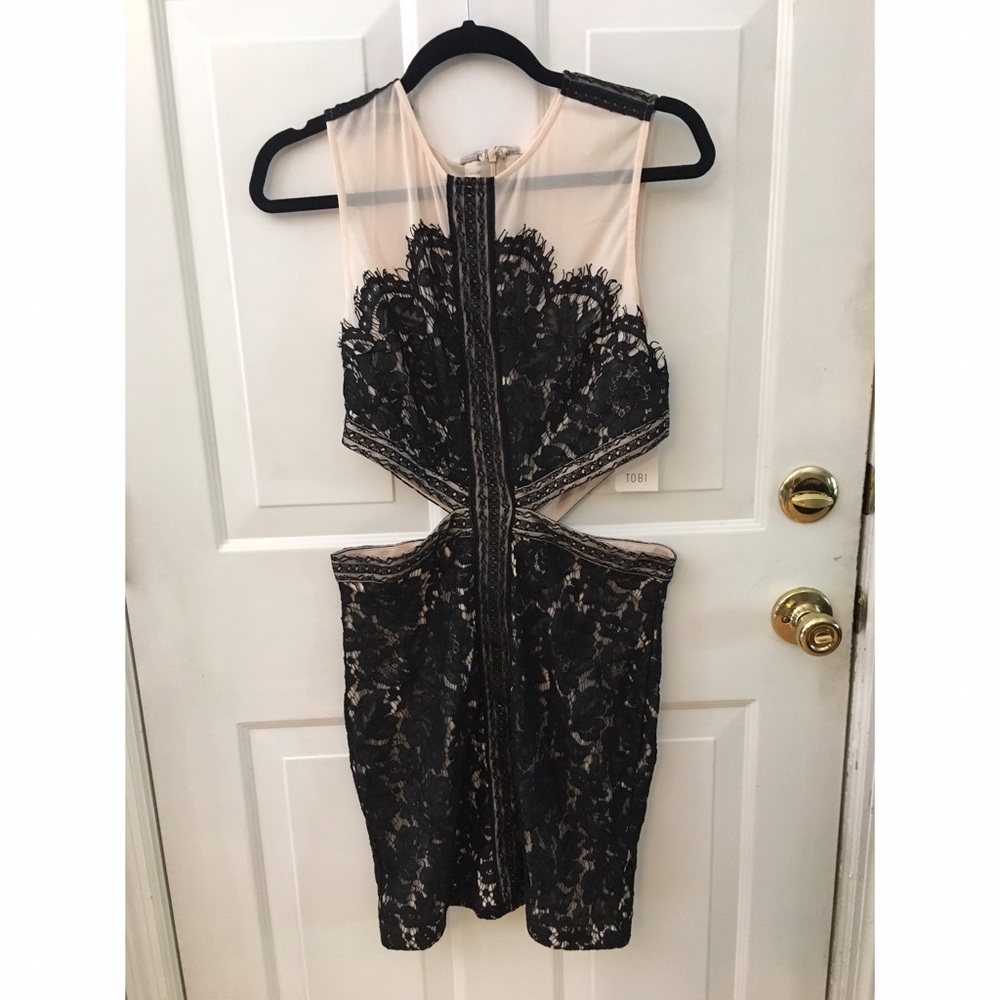 Black and Mesh Side Cutout Dress