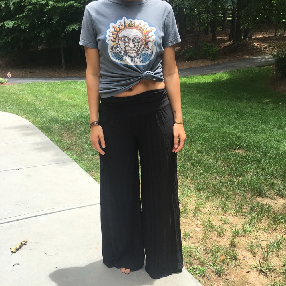 Boho black hippie pants--Palazzo Style