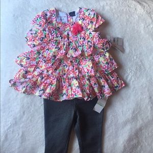 Calvin Klein Girls 2-piece floral top w/ leggings