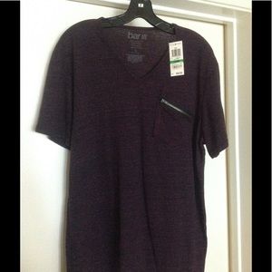 Bar111 Men's Lg Dk Purple V T-shirt zipper pocket