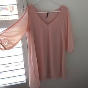 Lulu's Light Pink Flowy Long Sleeve Dress