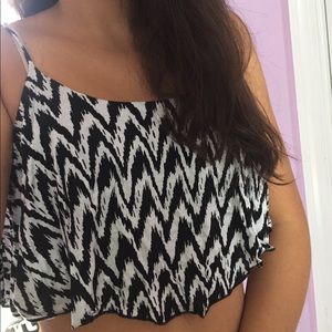 Cropped Black & White Chevron Tank Top
