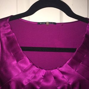 Elie Tahari Satin Fuchsia Sleeveless Blouse Sz Lg
