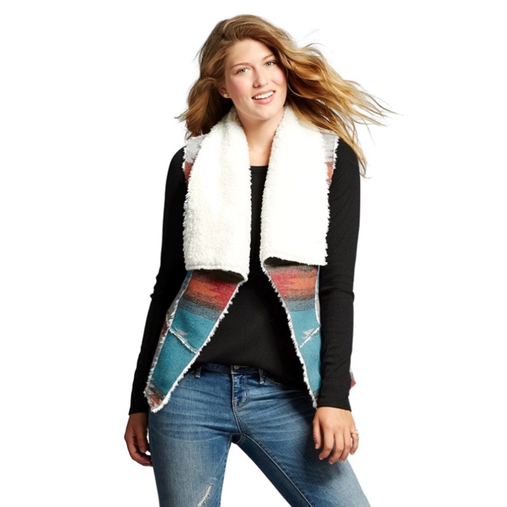  1 LEFT (L) Multicolor Faux Fur Vest - Picture 2 of 3
