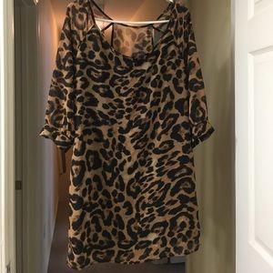 CR sleeved with cut outs leopard dress