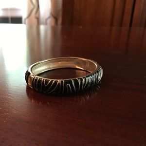 Zebra print black and silver clasp bracelet