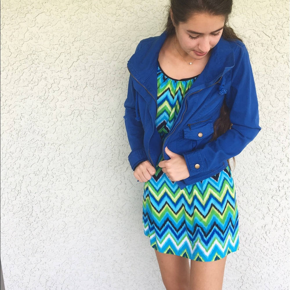Blue faux-denim jacket