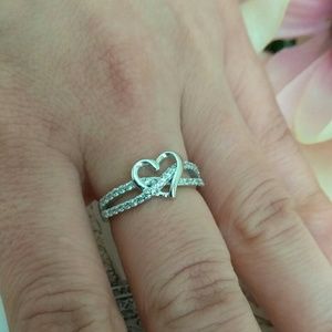 Solid Sterling Silver Accented Heart Ring