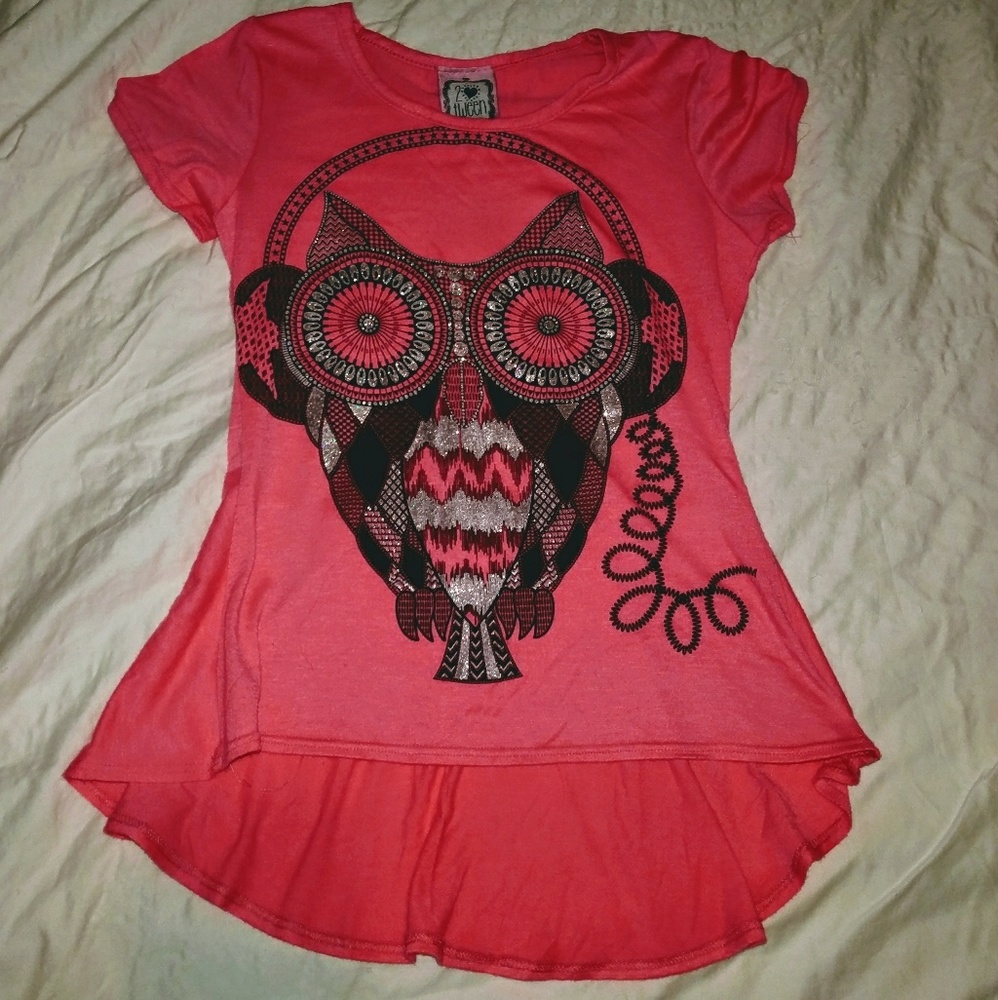 Girl's Sz 14/16 Owl Hi-low Tee