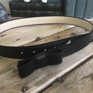 Kate Spade black leather bow belt