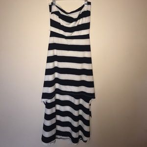 Navy Blue and off White sleeveless Dress