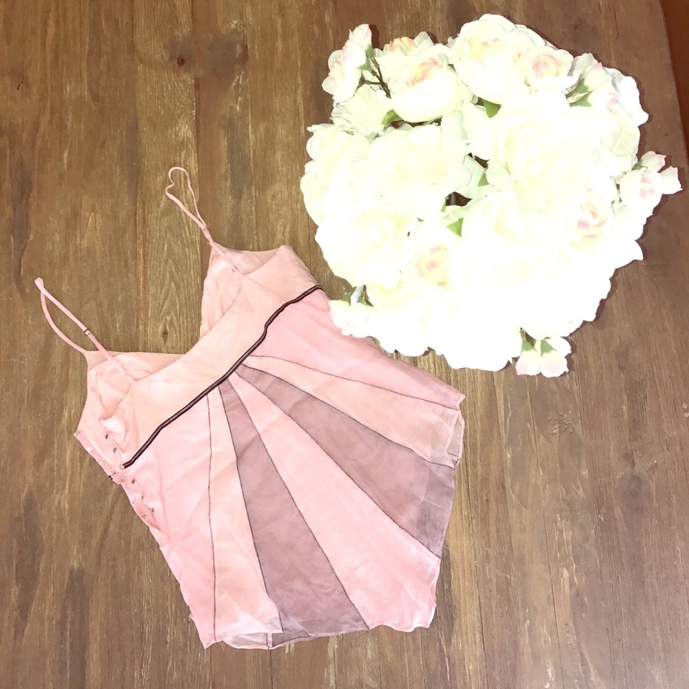 BCBG Maxazria flowy beaded pink tank. - Picture 2 of 4