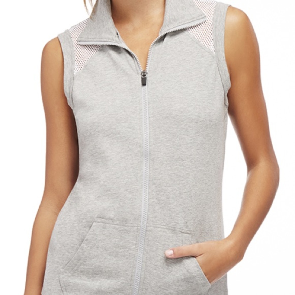 FABLETICS Heather Grey White Mesh "Temecula" Vest