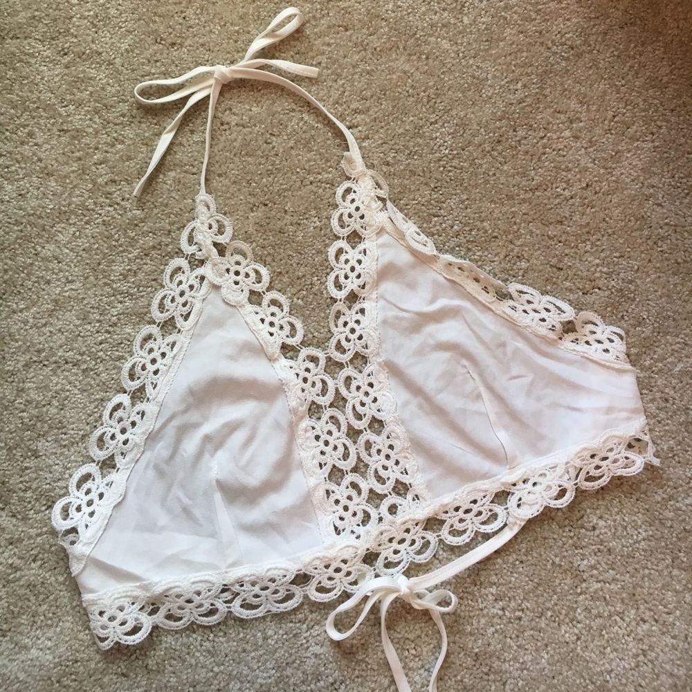 Bohemian Hippie Crochet Halter Crop Top