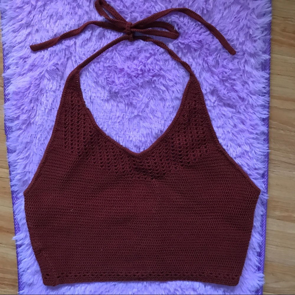 MED Burgundy Crochet Top
