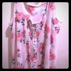 Rose Chiffon Tulip Tank Top