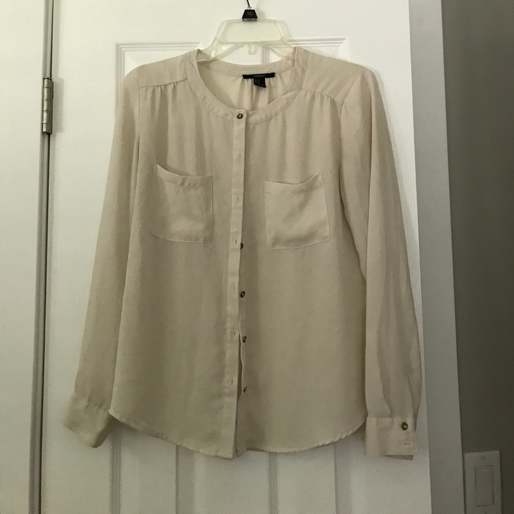 sheer long-sleeve button up