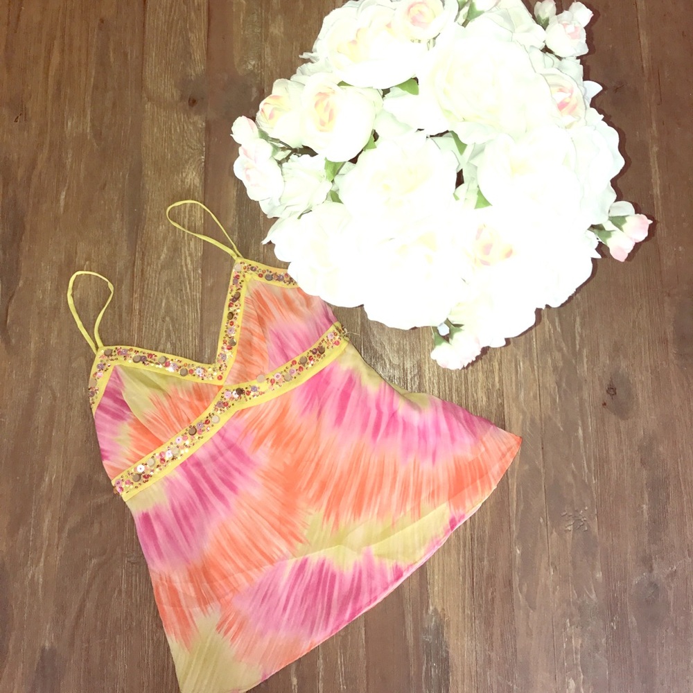 BCBG Maxazria flowy beaded tank.