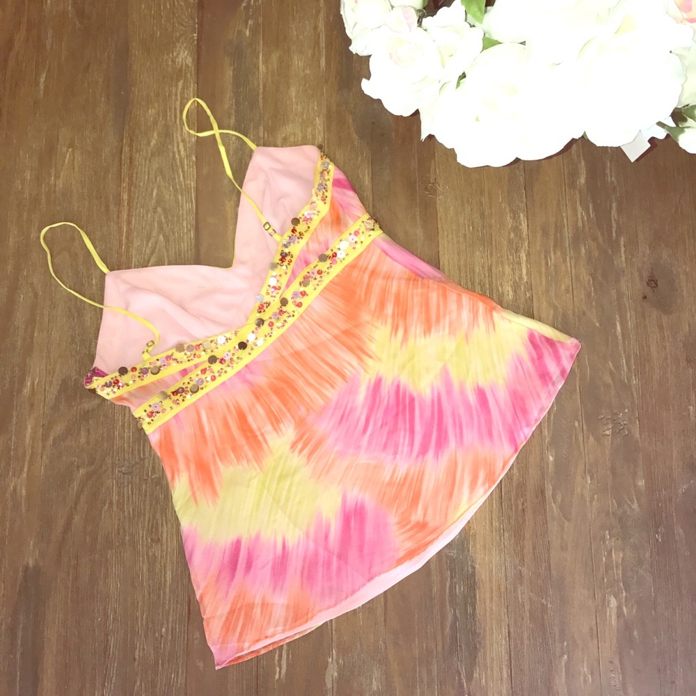 BCBG Maxazria flowy beaded tank. - Picture 2 of 4
