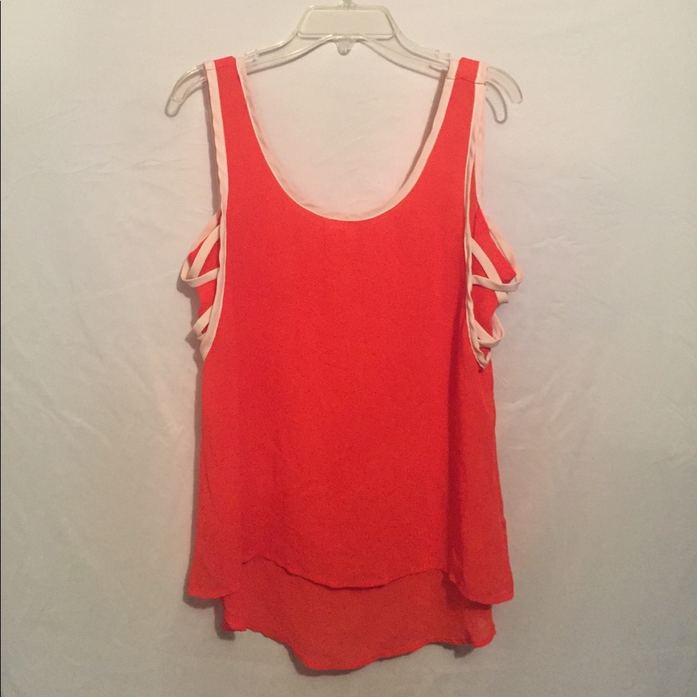 Salmon color chiffon tank top