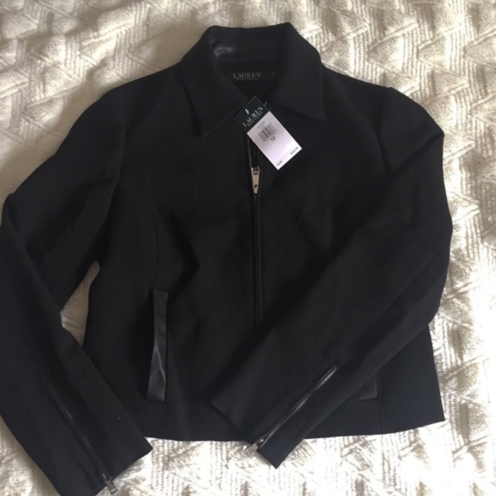 LAUREN RALPH LAUREN JACKET WITH LEATHER DETAILING