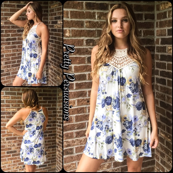 CLEARANCE‼️Ditsy Floral Print & Lace Crochet Dress - Picture 6 of 6