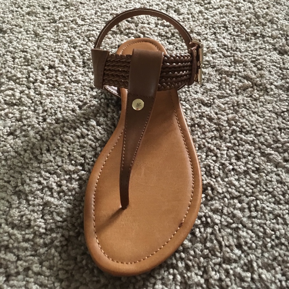 Brown Braided Thong Sandals