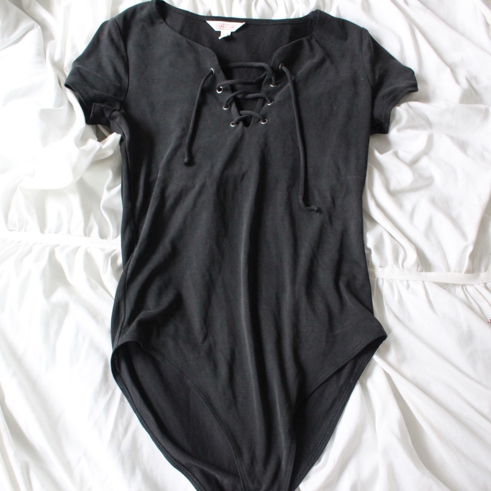 Black lace up body suit