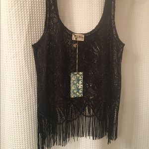 SMYM Lace Fringe Crop
