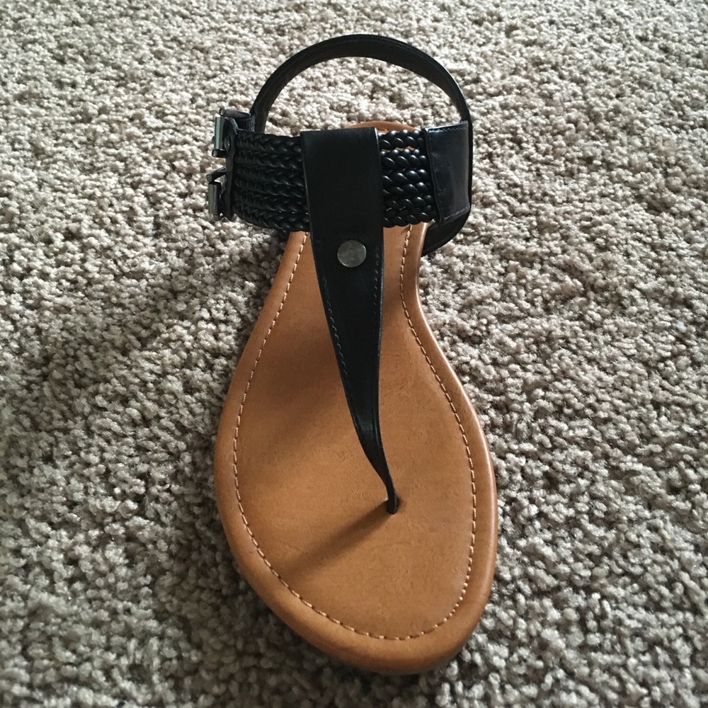 Black Braided Thong Sandals