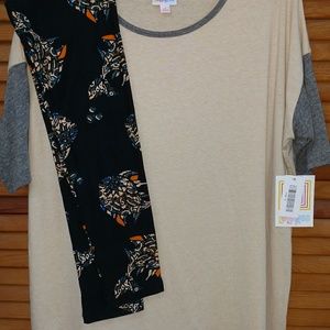 NWT Lularo Small Irma OS Leggings mosaic fish