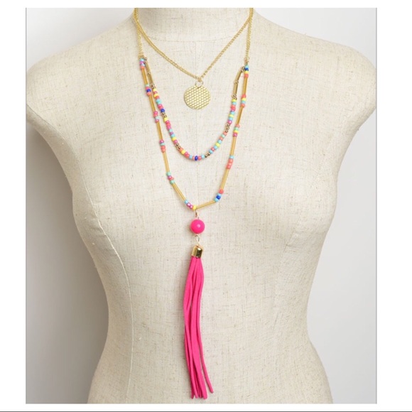 Bead & Tassel Necklace - Picture 2 of 4