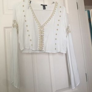Forever 21 cropped top with white and gold