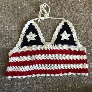 BWT LF Crochet American Flag crop top