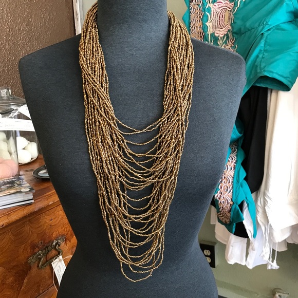 Gold beaded layered necklace - Picture 1 of 2