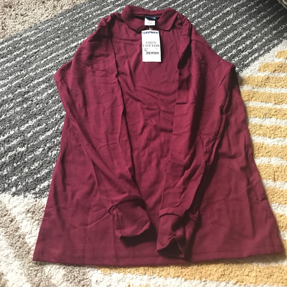 Burgundy Long Sleeve Uniform Polo shirt, youth XL