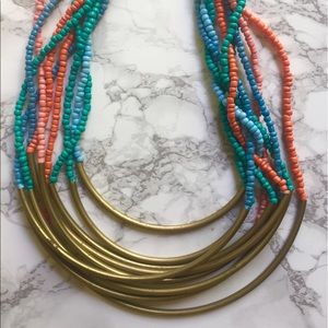 Multicolored, multilayered necklace
